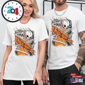 Fall Out Boy Skeletons On Fire Mens Shirt